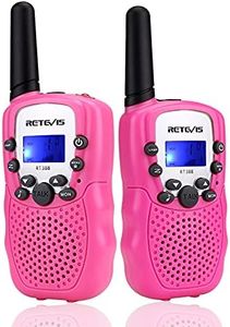 Retevis RT388 Walkie Talkie Bambini, Giocattolo a Lungo Raggio 8CH RegaliBambini 4-12 Anni, Torcia LCD Retroilluminata Campeggio, Avventure all'Aperto, Giochi per Famiglia (1 Paio, Rosa)