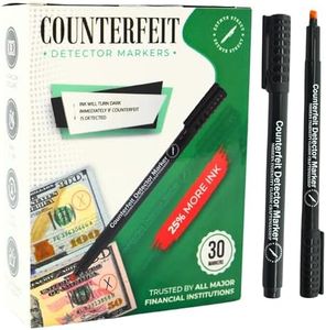 Counterfeit Money Pens - Pack of 30 - Money Markers - Counterfeit Money Marker Pens - Extra Ink, Ink Turns Dark Upon Detection, Money Pens for Fraud Prevention (Full Size Pen, 25% More Ink, 30, pens)