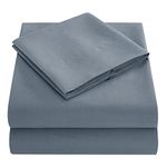 Queen Size 4 Pcs Bed Sheets Set - 1800 Thread Count Bedding Sheets - Wrinkle Resistant Sheet Sets with 16 inches Deep Pocket Fitted Sheet and Pillowcases - Microfiber Super Soft Breathable - Grey Blue