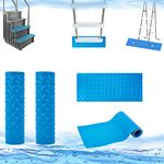 35x15Inch Pool Ladder Mat, Protective Swimming Ladder Step Stair Non-Slip Mat for Above Ground Pools, Blue 2Pack