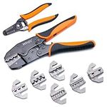 Wirefy Crimping Tool Set 8 PCS - Ratcheting Wire Crimper - Heat Shrink, Non-Insulated, Open Barrel, Flag, Ferrule Connectors