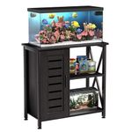 Herture 20-29 Gallon Fish Tank Stand, Aquarium Stand with Cabinet Accessories Storage, Heavy Duty Metal Frame, 31.49" L*15.74" W Tabletop, 330LBS Capacity, Black PG07YGB