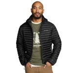 Eddie Bauer Men's Microlight Down Hooded Jacket, Black, Medium