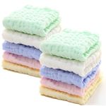 JUST GOODS Muslin Baby Washcloths Napkin for Baby Care Soft and Absorbent, Natural Organic Cotton Baby Wipes for Sensitive Skin - Baby Shower Gift (30 X 30 cm) (Set of 10)