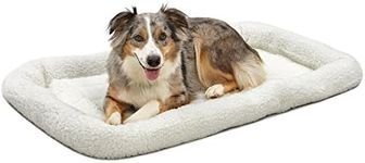 42L-Inch White Fleece Dog Bed or Cat Bew w/Comfortable Bolster | Ideal for Large Dog Breeds & Fits a 42-Inch Dog Crate | Easy Maintenance Machine Wash & Dry