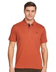 Van Heusen Men Athleisure Ultra Soft Polo Regular Fit T-Shirt-Short Sleeve, Textured_60033_Dusty Orange_M