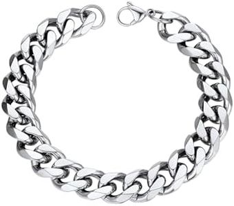 PROSTEEL Men and Women Stainless Steel Round Curb Bracelet Chunky Punk Rock Chain Bracelet Cuban