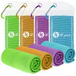 U-pick 4 Packs Cooling Towel (40"x 12"), Ice Towel,Microfiber Towel,Soft Breathable Chilly Towel for Yoga,Sport,Gym,Workout,Camping,Fitness,Running,Workout&More Activities (4 Color Collection-F)