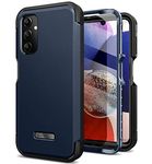 SURITCH for Samsung Galaxy A14 5G Case, [Built-in Screen Protector] 360° Full Protection Military Grade Shockproof Rugged Bumper Thick Protective Phone Cover for Samsung A14 5G 6.6 Inch - Navy Blue