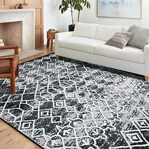 Leesentec Rugs 200x250cm Modern Non-Slip Soft Area Rugs for Living Room/Bedroom/Dining Room Carpet Floor Mat Home Decorative(Black/Grey,6.6x8.2 Feet)