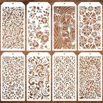 BENIFILE 8Pcs Damask Stencils for Crafts Reusable, Mixed Media Art Stencil Template, Rose Vine Background Template, Painting on Wood Card Canvas DIY Furniture Paper (Style 2)