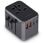 EASEMO Universal Travel Adapter, PD 35W International Wall Charger with 3 USB-C and 2 USB-A Ports, All-in-One Worldwide Power Plug Adapter for Laptop/Tablet/Phone, USA/EU/UK/AU