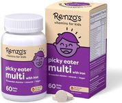 Renzo's Picky Eater Kids Multivitamin with Iron, Dissolving Kids Vitamins with Vitamin D3 and K2 and More, 60 Sugar-Free Melty Tabs, Oh-Oh-Oh Orange Flavor