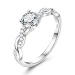 ZELORES 925 Sterling Silver Engagement Rings For Women 1 CT-2 CT 5A Cubic Zirconia Wedding Rings Round Solitaire Halo Promise Rings For Her Size 5-9, Metal, 5a cubic zirconia