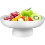 Luxshiny Footed Fruit Bowl Fruit Serving Bowl Colander Plate Footed Dessert Bowls for Fruit Snack Food (White)