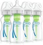 Dr. Brown’s Natural Flow Anti-Colic Options+ Wide-Neck Baby Bottle, 9oz/270ml, with Level 1 Teat, 4-Pack