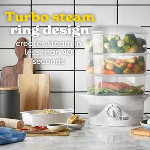 Russell Hobbs 3-Tier Food Steamer 9L – Stainless Steel Vegetable Cooker