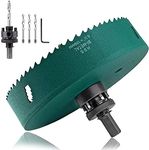 Kyuionty 6-1/4 Inch 159mm Hole Saw with Heavy Duty Arbor, HSS BI-Metal Wood Hole Saws Bit 1.26 Inch Cutting Depth, Hole Cutter for Wood Cornhole Boards, Plastic, Drywall, Fiberboard