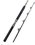 Fiblink 1-Piece/2-Piece Saltwater Offshore Heavy Trolling Rod Big Game Roller Rod Conventional Boat Fishing Pole with Roller Guides (2-Piece,5’6”,30-50LB)