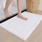 Color&Geometry Absorbent Bath Mat, 16"x24" Soft Non Slip Bathroom Floor Mat Rug, Machine Washable Bath Mats for Bathroom, Tub and Laundry Room, Pure White, 40x60cm