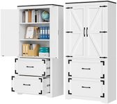 YITAHOME Wood File Cabinets with 2 Drawer, Garage Tool Cabinets with Doors & Adjustable Shelves, Big Storage Filing Lockers for Home Office, Living Room, Pantry, Basement, Warehouse, Antique White