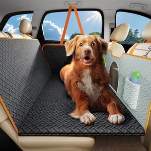 oneisall Back Seat Extender for Dogs, Hard Bottom Dog Car Seat Cover for Back Seat with Non-Slip Sponge, Waterproof & Machine Washable, for SUVs, Sedans, Small Pickup Trucks