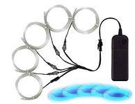 EL Wire, Portable Neon Lights EL Wire 5 in 1 Meter, MaxLax Electroluminescent Wire for Halloween Decoration, Christmas Party, Blacklight Run,DIY Decoration (Ice Blue)