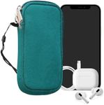 kwmobile Neoprene Phone Pouch Size XS - 3,5/4" - Universal Cell Sleeve Mobile Bag with Zipper, Wrist Strap - Petrol