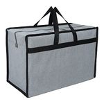 Double R Bags Jute Heavy Duty Extra Large Storage Bag, Moving Bag Tote, Blanket Clothes Organizer, Comforter, Bedroom closet, Room Essentials (Pack of 6, Grey Canvas)