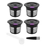 Reusable K Cups for Keurig 2.0 and 1.0 Refillable K Cups Keurig Filters Reusable Filter Cups with Brush and Spoon, Stainless Steel Coffee Filters (Set of 6 PCS)(4 Black (PP Bag))