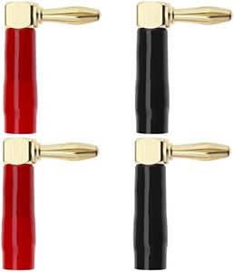 ECSiNG 4PCS 90 Degree Speaker Banana Plugs 4mm Pure Copper Gold Plated Audio Jack Connector for Speaker Wire Home Theater Audio/Video Receiver 2 Black and 2 Red