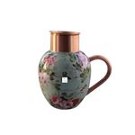 Surai Copper Jug Floral Royal Design Copper Pitcher for Storage and Serving Water, Glossy Finish Health Benefits Gift Item for Diwali, Eid, Birthday & Parties 1500 ml (Blue Floral) by THATHERA