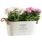 Personalised Flower Pot 'Thanks For Helping Me Grow' - Unique Indoor Outdoor Metal Planter - Fathers Day or Birthday Gift for Men Him Plant Lovers - Medium