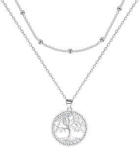 Micory Collier Arbre de Vie en Femme Argent Sterling 925 Pendentif Arbre de Vie Collier, Idée Cadeau Anniversaire pour Maman Femmes Petite Amie Epouse (45+ 5 cm)
