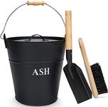 INNO STAGE Ash Bucket with Lid, Shovel and Broom, Coal Bucket for Fireplace, Fire Pits, Hearth, Wood Burning Stoves, Indoor and Outdoor
