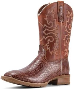 SUREWAY Caiman Cowboy Boots For Men - Mens Square Toe Western Boot, Oil/Slip Resistant,Durable Fashionable Classic Pull on 10 Inch Wellington Boots - Soft Toe Work Boots