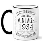 1934 90th Birthday Gift Ideas Mug for Women and Men Ceramic Coffee Mugs AnniversaryPresents for Him, Her, Husband or Wife 90 Years Decorations Ideas Mugs Adult Mugs for Mom, Dad Tea Cups 11oz Whit