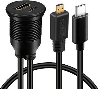 BATIGE Micro HDMI Male to HDMI Female & Type C 3.1 Male to Female Car Flush Mount Cable for Car Boat and Motorcycle - 3ft