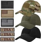 Military Patch Hat Tactical Army Hats USA Flag Operator Cap for Men (Camo, Black, Army Green,3 Pieces)