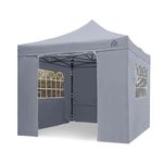 All Seasons Gazebos | 3x3m Pop Up Gazebo with 4 Premium Side Walls, Accessory Pack & Wheeled Bag | Heavy Duty, Fully Waterproof, High-Grade Materials (Metallic Grey)