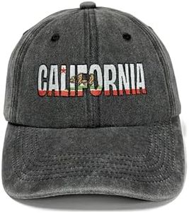Horpe California Bear Flag Hat,Cali Gifts for Men Women, Washed Black