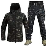 AAADRESSES Men's Soft-Shell Jacket, Tactical Uniforms, Military Waterproof Army Combat Suit Sets, Hunting Clothing, Trousers, Waterproof, Lightweight, Outdoor, Zip, Hoodie,camouflage C,L