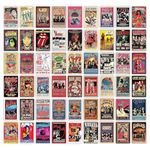 Pack of 54 Rock Band Vintage Stickers for Bedroom, Music Poster for Wall, Collection of World Tour Concert Light Show Photos of Favourite Idol, 4*6 inch Size Not Framed with double sided Tape (Rock Band Wall Collage Kit)