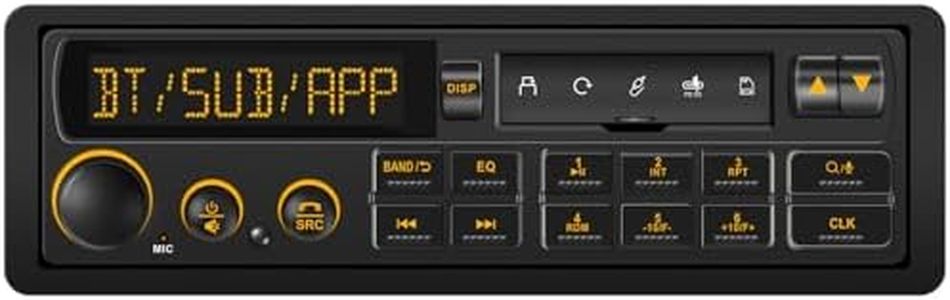 Bluetooth Retro Car Stereo Receiver - Single Din European Classic Look Radio for 80s Car - AM FM Pre-Amp 2 Subwoofer Outputs USB SD AUX Type-C PD3.0 Fast Charge EQ SWC