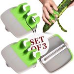 Kitchtic Fruit and Vegetable Peeler - Set of 3 Finger Palm Peelers for Kitchen - Silicone Veggie Peeler with Comfortable Rubber Finger Grip - Easy Peeling for Potatoes, Carrots, and More - Green