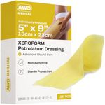 AWD Medical Xeroform Petrolatum Dressing 5x9 - Non-Adhering Gauze Pads - Fine Mesh Gauze Patch Sterile - Healthcare Supplies for Wound Care, Burns, Lacerations, & Skin Grafts Aide (Box of 25, 5"x9")