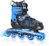 Nattork Adjustable Inline Skates for Tollder Boys with Light up Wheels - Blue Little Kids Blade Roller Skating for Beginners Size 10J 11J 12J Ages 3 4 5 6