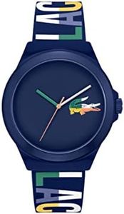 Lacoste Neocroc Men's Quartz Navy Tr90 Case With Multiple Color Silicone Strap, Blue Multi (Model: 2011184)
