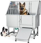 YITAHOME 50" Dog Bathtub, Professional Stainless Steel 304 Dog Bathing Station, Dog Grooming Tub w/Right Ramp, Floor Grate, Faucet, Pet Washing Station for Large, Medium, Small Pets