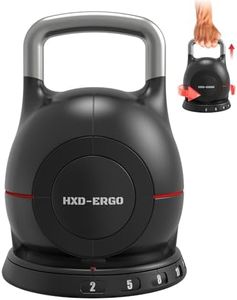 HXD-ERGO Adjustable Kettlebell Set 7 in 1, 10-20kg Solid Aluminum Kettle Bells with Handle, Space Saving Safety Locking Systerm for Home Gym Fitness Weight Lifting Strength Training (20kg Black)